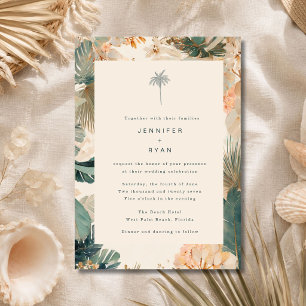 Invitación Boda elegante con hojas de palma tropicales