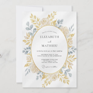 Invitación Boda elegante con hojas de pizarra y champán