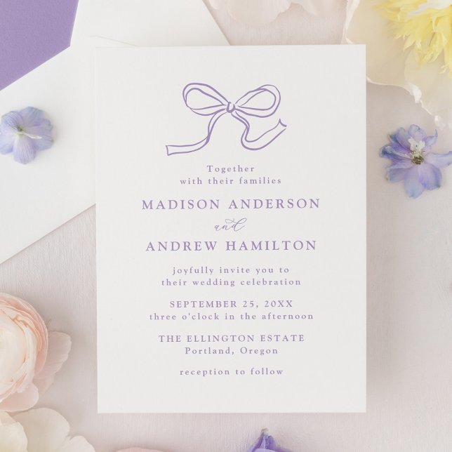 Invitación Boda Elegante con Lazo de Lavanda (Subido por el creador)