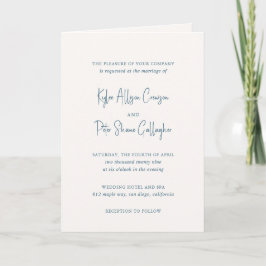 Invitación Boda elegante con letra manuscrita azul moderna