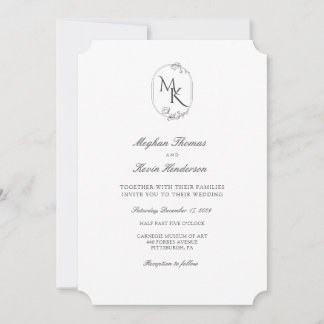 Invitación Boda Elegante con Monograma | Clásico Formal