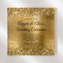Boda elegante con papel de oro brillante
