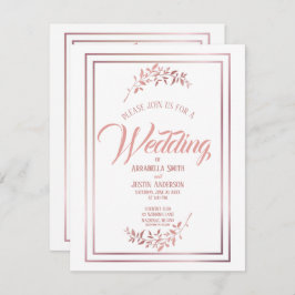 Invitación Boda elegante con Rosa floral blanco con guión dor