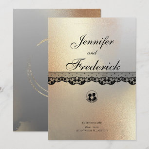 Invitación Boda elegante con tinta de alcohol dorada