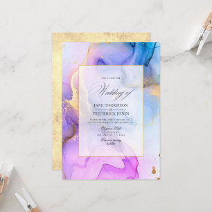 Invitación Boda elegante con tinta de alcohol fluida