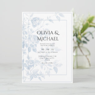 Invitación Boda elegante con toile floral azul