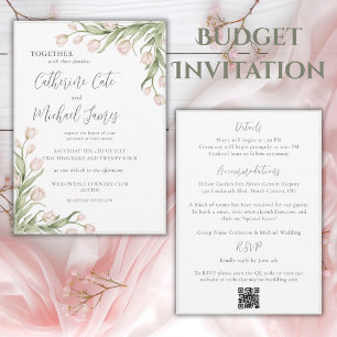 Invitación Boda elegante con tulipanes rosados con presupuest