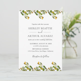 Invitación Boda elegante con vegetación de eucalipto