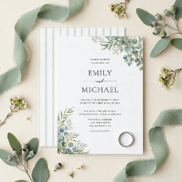 Invitación Boda elegante con vegetación en acuarela