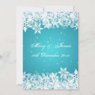 Invitación Boda elegante copos de nieve de invierno azul