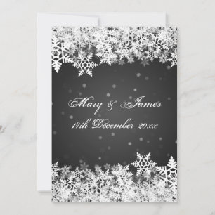 Invitación Boda elegante copos de nieve invierno Negro