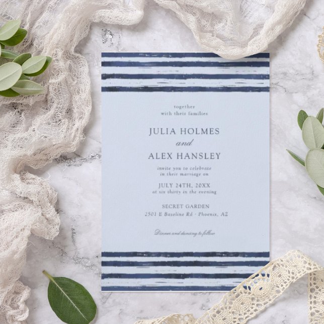 Invitación Boda elegante de acuarela azul (Subido por el creador)