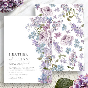 Invitación Boda elegante de acuarela con lilas