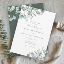 Boda elegante de acuarela de eucalipto verde
