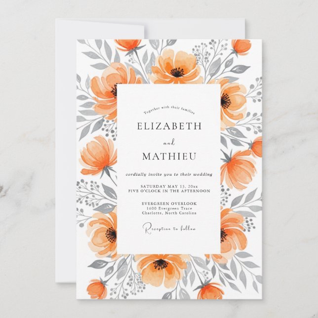 Invitación Boda elegante de albaricoque de primavera (Anverso)