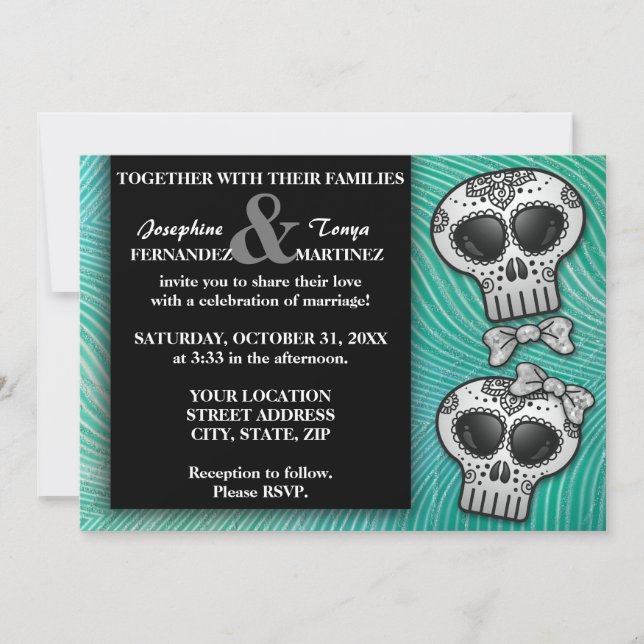 Invitación Boda elegante de azucar blanco y negro moderno (Anverso)