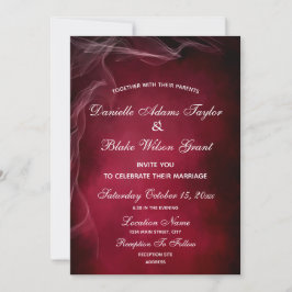 Invitación Boda elegante de Borgoña y Wispy Blanco