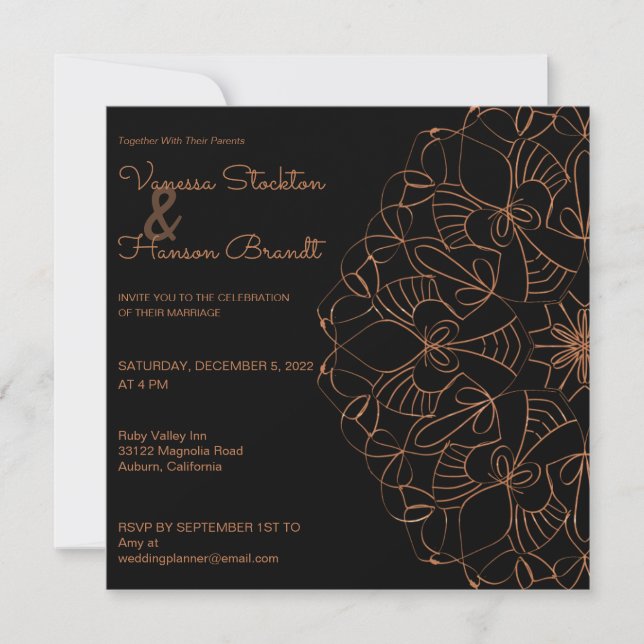 Invitación Boda elegante de Brass Mandala (Anverso)
