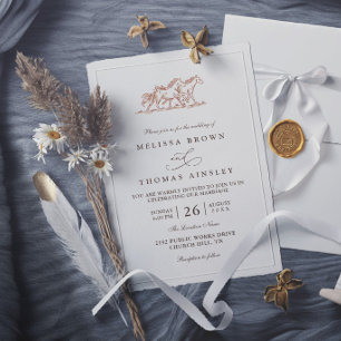 Invitación Boda elegante de caballos salvajes occidentales en