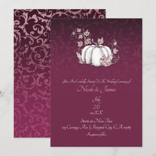 Invitación Boda elegante de calabaza blanca frambuesa rosa or