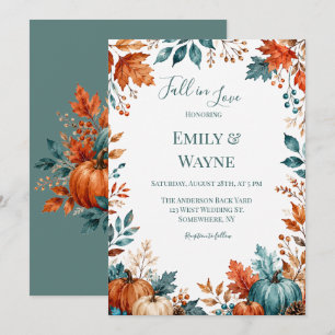Invitación Boda elegante de calabaza de óxido y azul teal