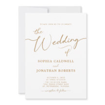 Boda elegante de caligrafía dorada All in One