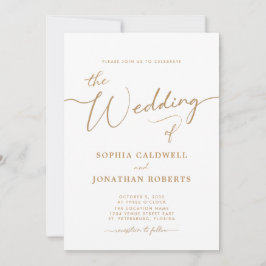 Invitación Boda elegante de caligrafía dorada All in One
