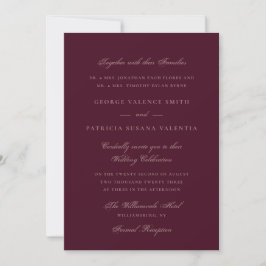 Invitación Boda elegante de caligrafía formal granate