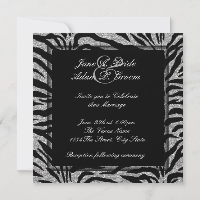 Invitación Boda elegante de cebra (Anverso)