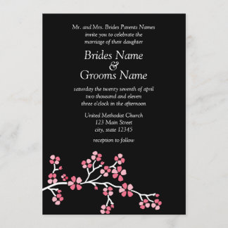 Invitación Boda elegante de cerezo negro las 7 horas