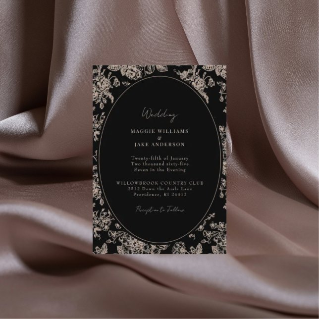 Invitación Boda elegante de Chinoiserie negra y crema (Subido por el creador)