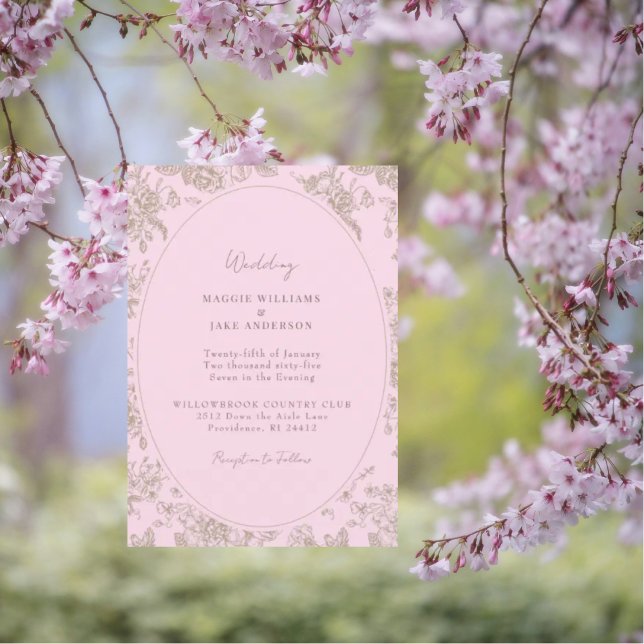 Invitación Boda elegante de Chinoiserie rosa (Subido por el creador)