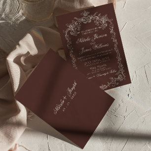 Invitación Boda elegante de chocolate marrón antiguo dinero