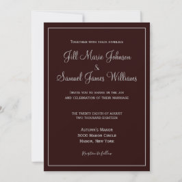 Invitación Boda elegante de ciruela oscura y gris