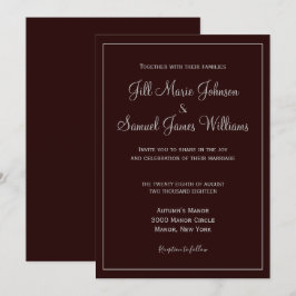 Invitación Boda elegante de ciruela oscura y gris