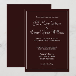Invitación Boda elegante de ciruela oscura y gris