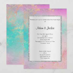 Invitación Boda ELEGANTE DE CLASE Silver Pastel Marble