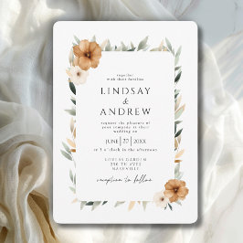 Invitación Boda elegante de cobre y botánica terrosa