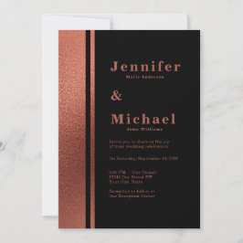 Invitación Boda elegante de cobre y negro moderno