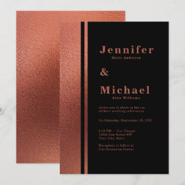 Invitación Boda elegante de cobre y negro moderno