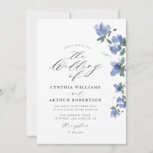 Invitación boda elegante de color azul