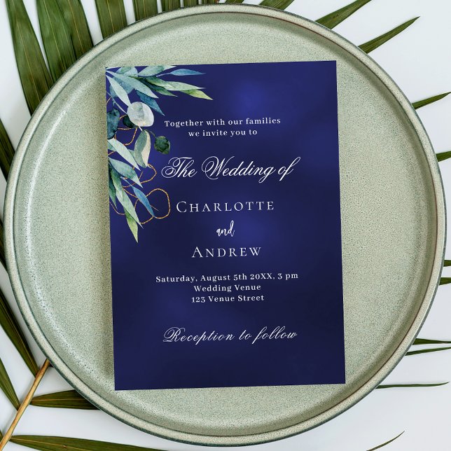 Invitación Boda elegante de color azul marino (Subido por el creador)