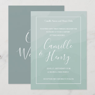 Invitación Boda elegante de color azul turquesa