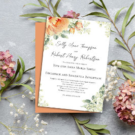 Invitación Boda elegante de color de agua Floral Peach