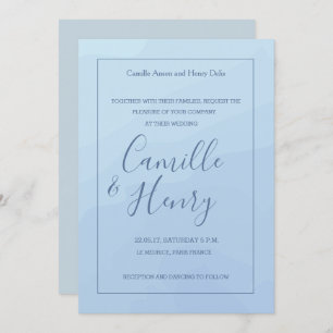 Invitación Boda elegante de color gris azul pastel