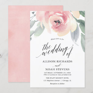 Invitación Boda elegante de color gris floral de Rubor
