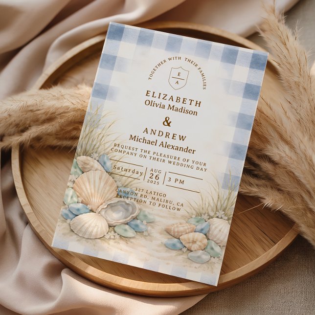 Invitación Boda elegante de conchas junto al mar (Subido por el creador)