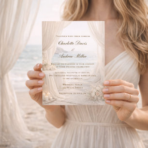 Invitación Boda elegante de costa en la playa