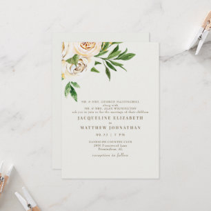 Invitación Boda elegante de crema floral peonies