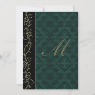 Invitación Boda elegante de damasco verde